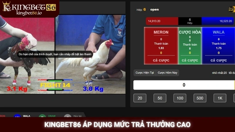 Kingbet86 áp dụng mức trả thưởng cao