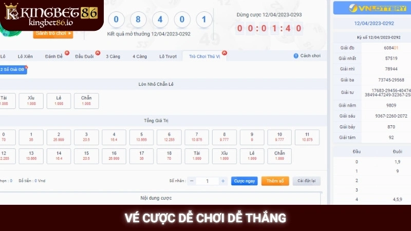 Vé cược dễ chơi dễ thắng